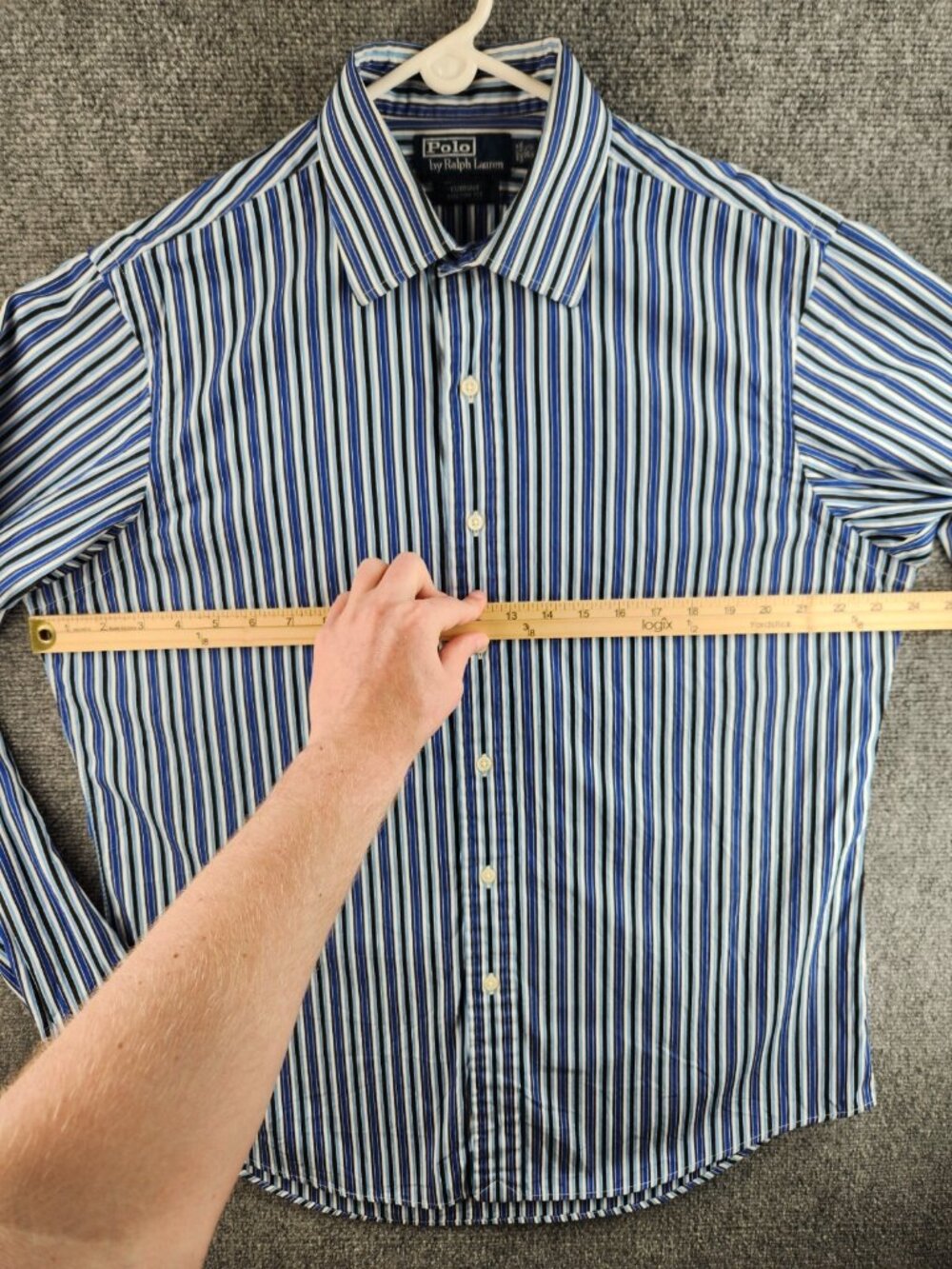 Polo Ralph Lauren Striped Blue Button Up Shirt Curham Custom Fit 16.5 36/37 Men - Picture 11 of 16
